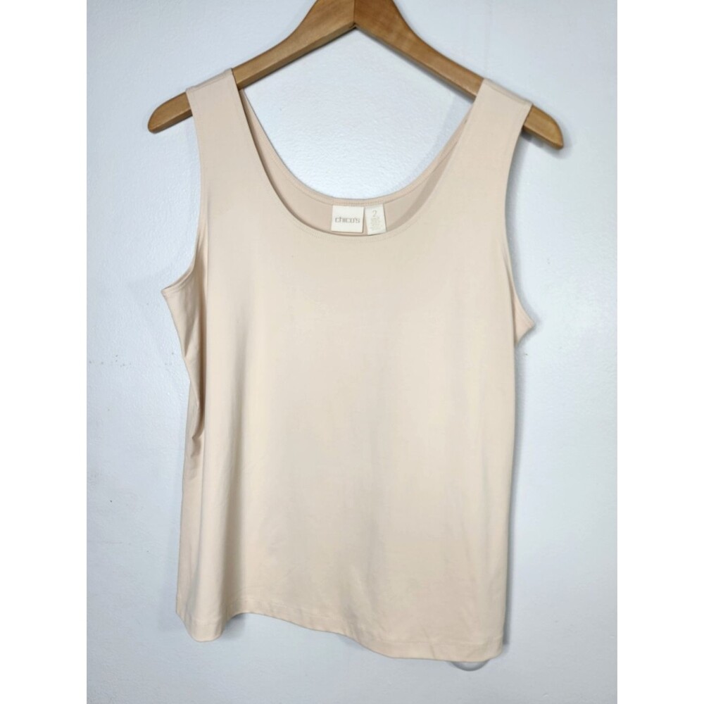 Chico's Tank Top Elevated Womens 2 Large Beige Nude Stretch Travel
